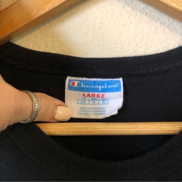 Vintage Champion Shirt Womens Large Embroidered Patch Logo Streetwear Y2K Retro - Picture 3 of 7